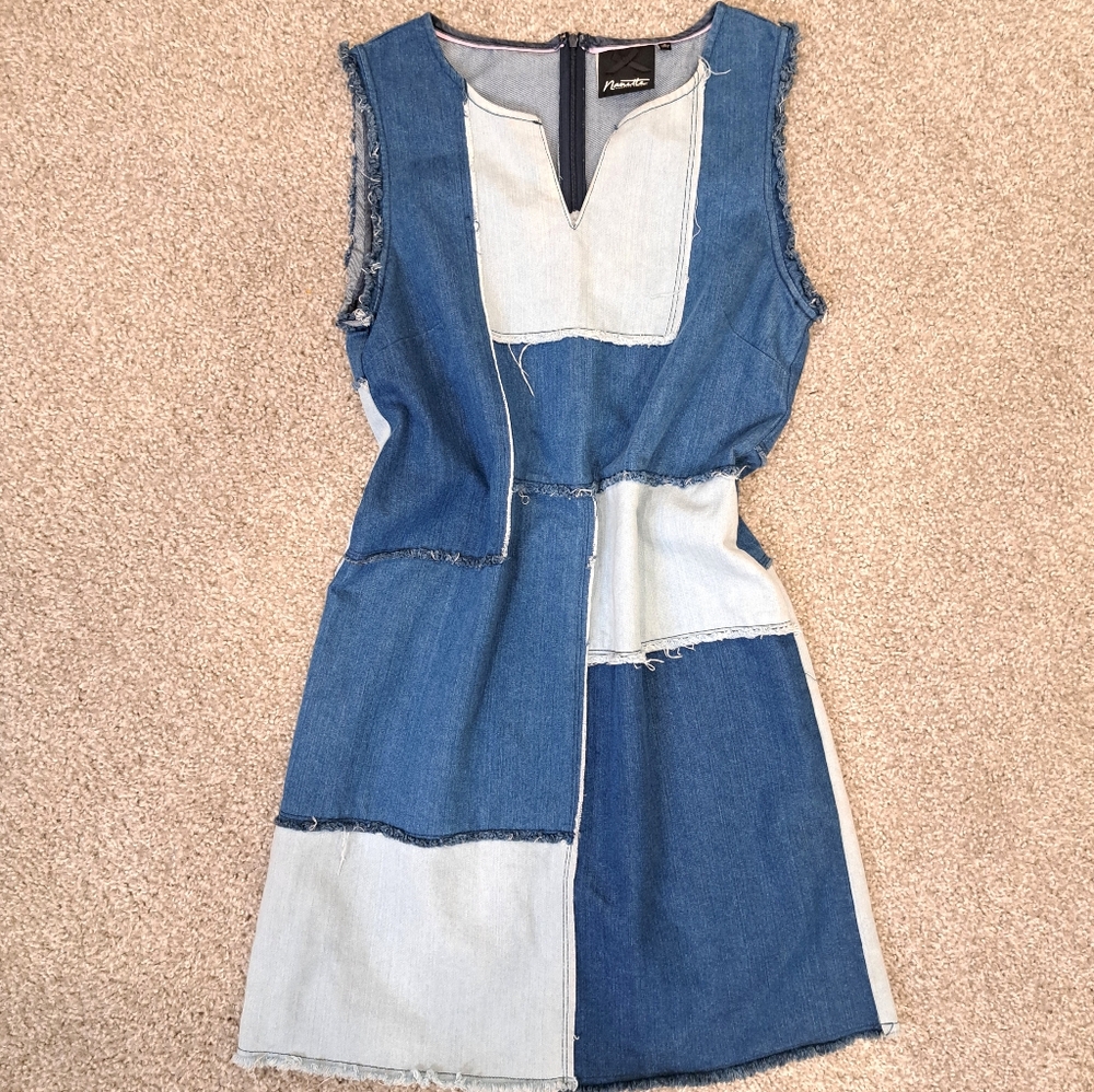 Y2k Vintage Nanette Lepore Patchwork Denim Sleeveless Dress Size SmallY2k Brit